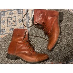 Ariat Womens Heritage Lacer II Paddock Boots Brown Leather Lace Up Size 8.5